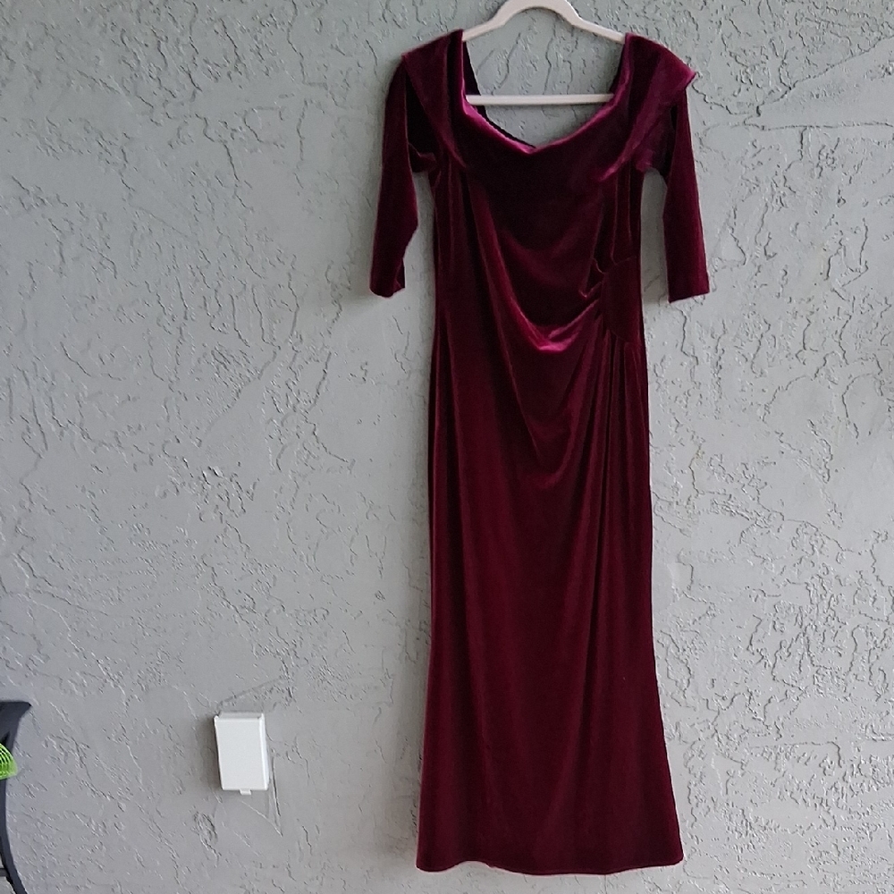 Teri Jon Deep Red Long Sleeve Dress
